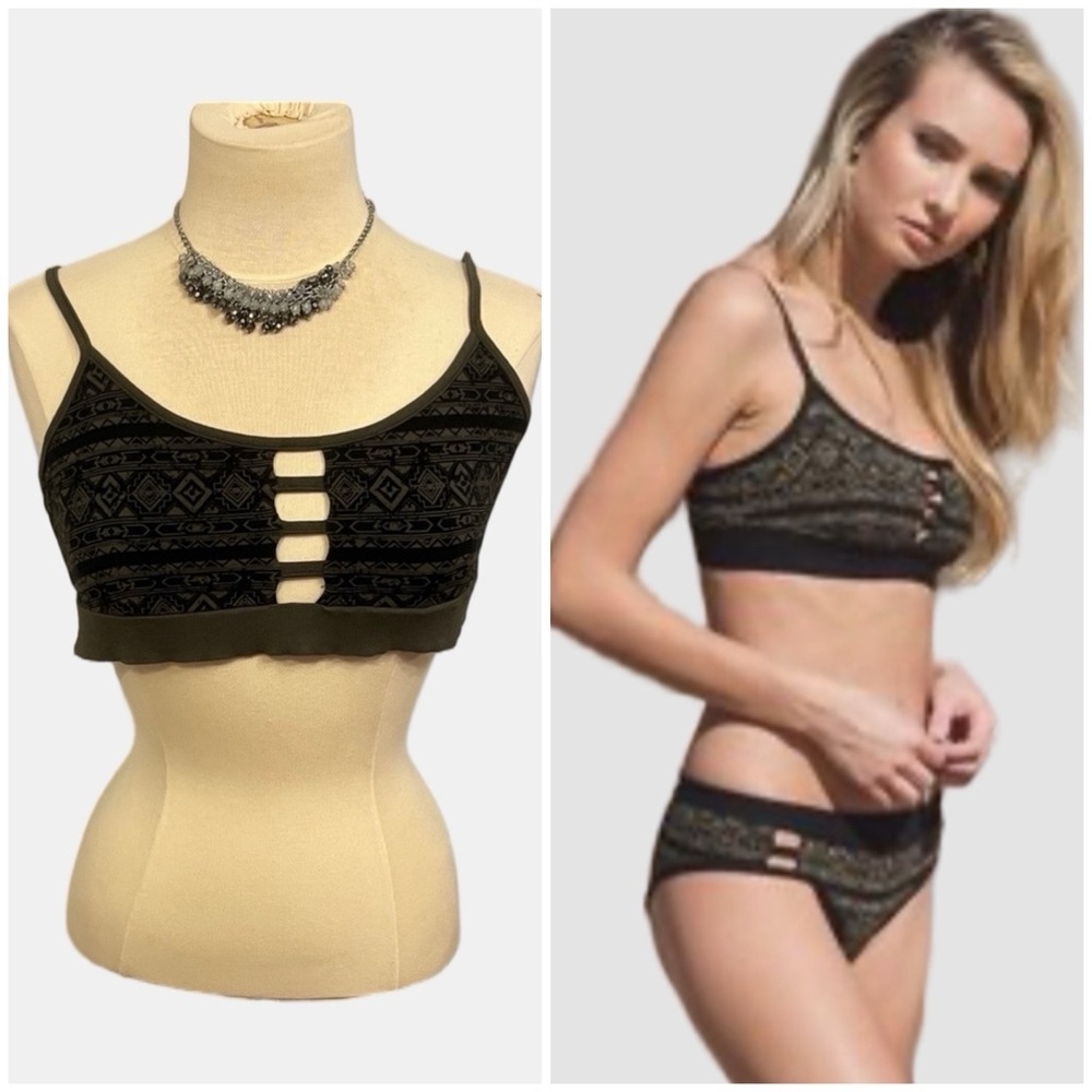 Nomad Hemp Wear Aztec Bralet Large Dark Green and Black